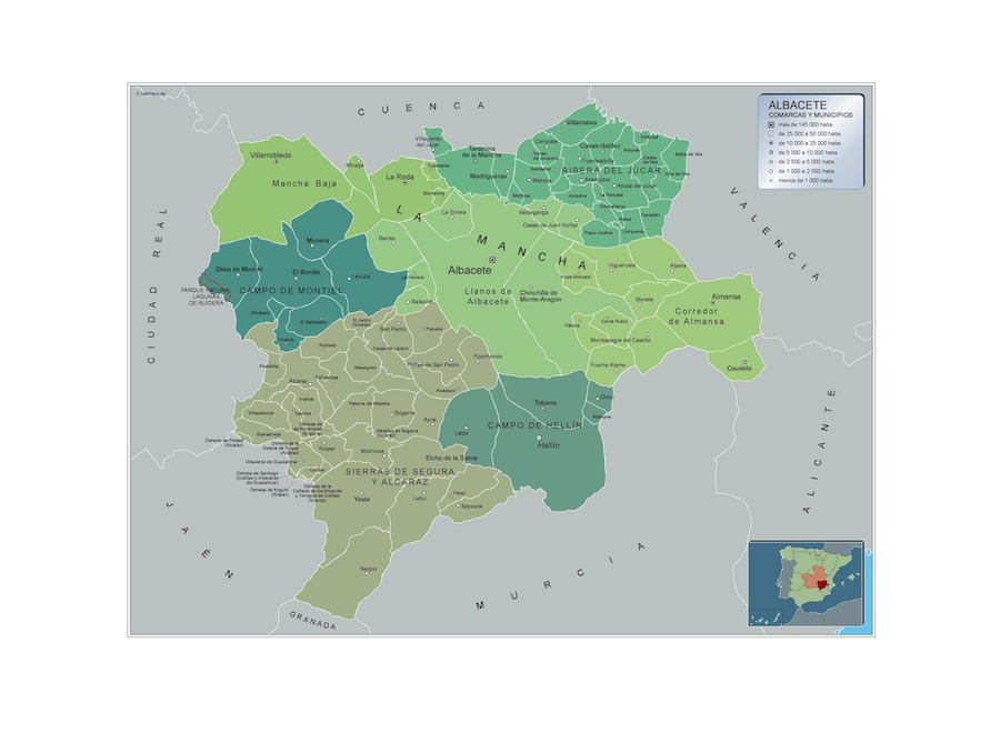 Municipalities Albacete from Spain