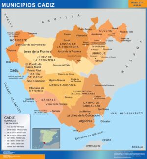 Municipalities Cadiz from Spain