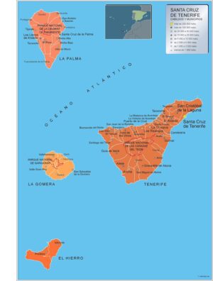 Municipalities Tenerife from Spain