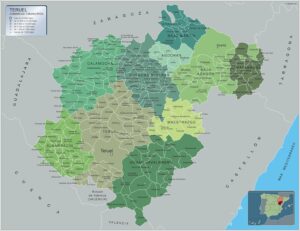 Municipalities Teruel from Spain