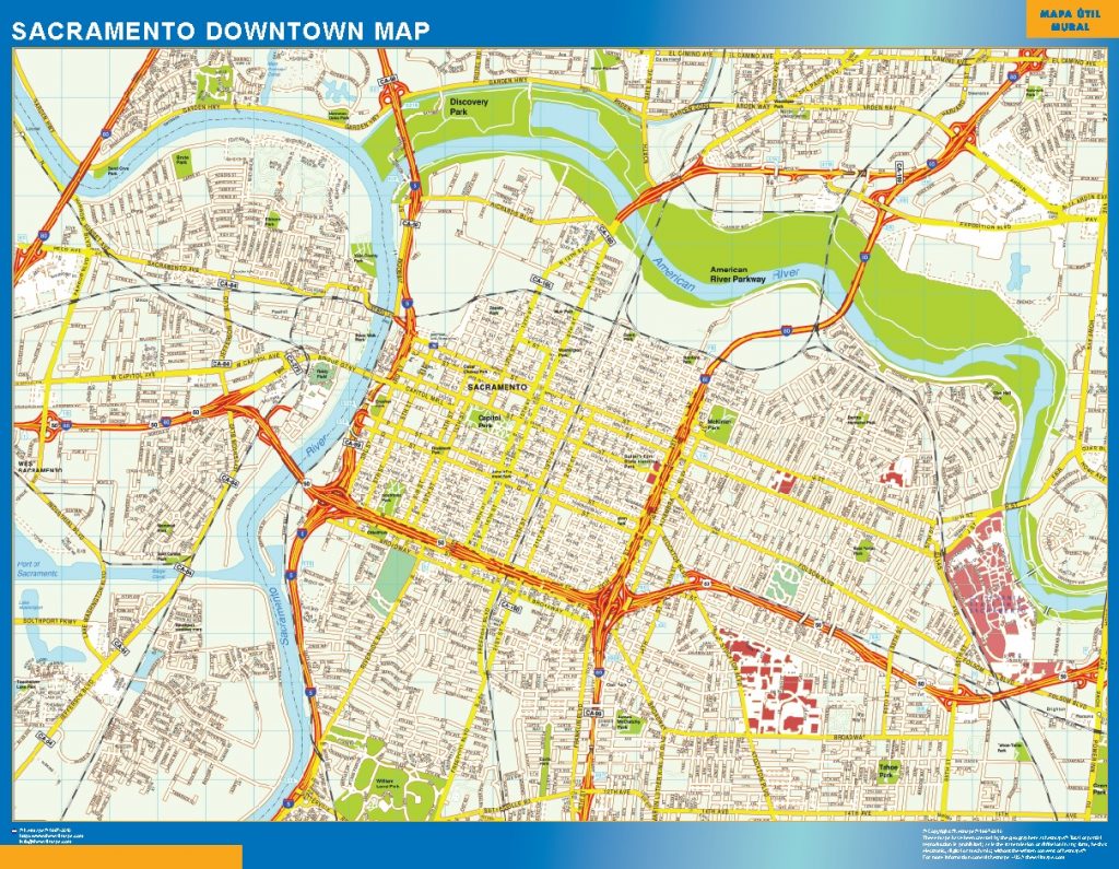 Sacramento downtown wall map | Wall maps of the world. THE WALL MAPS