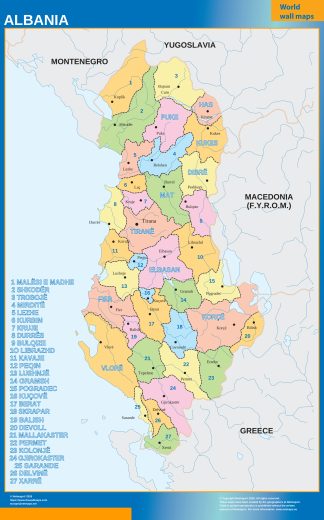 Albania wall map