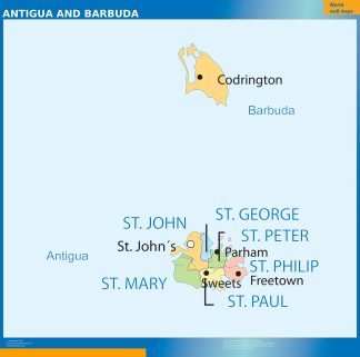 Antigua and Barbuda wall map