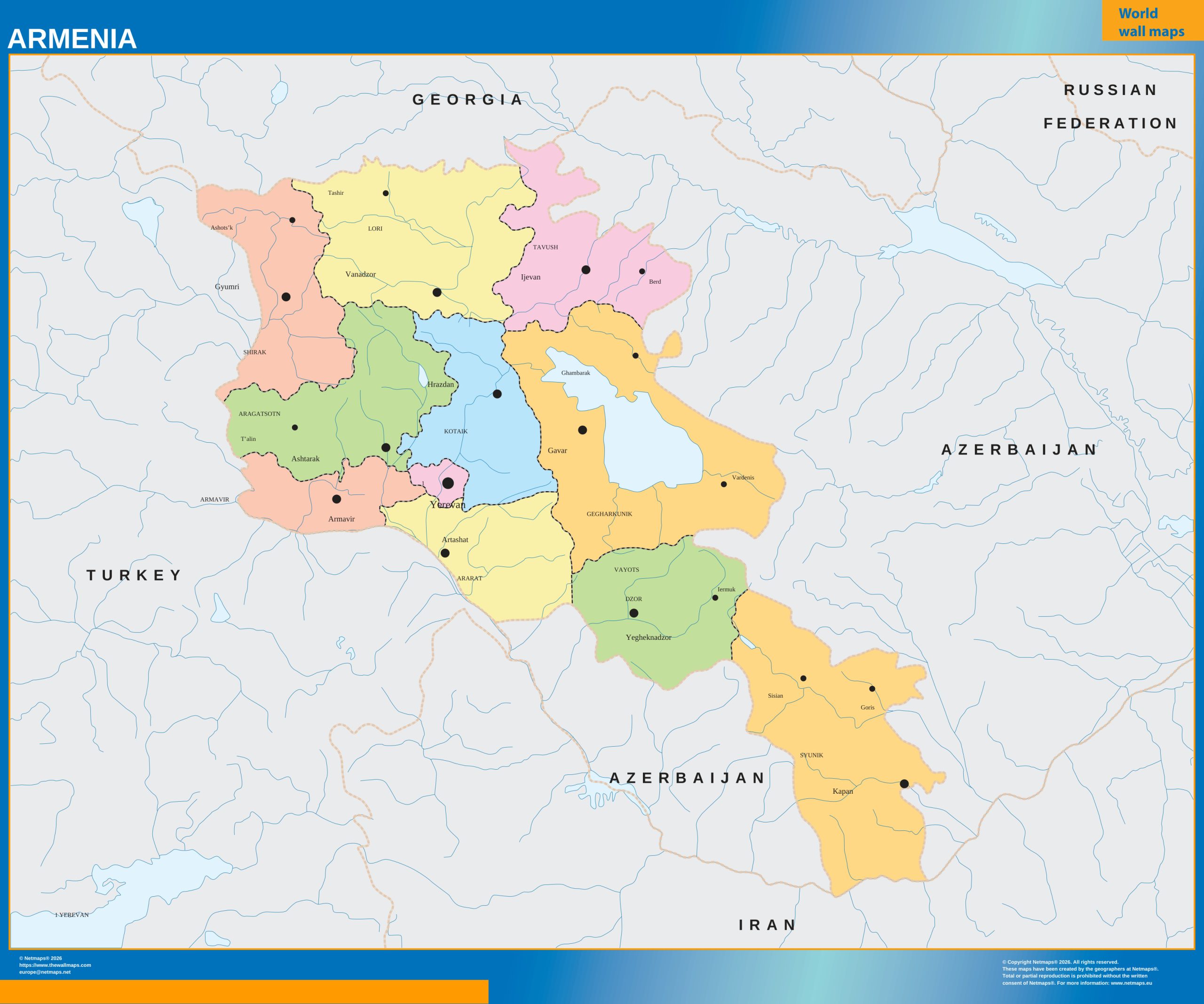 Armenia wall map