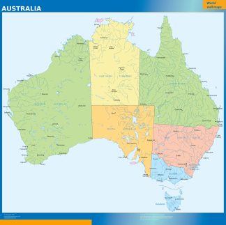 Australia regions wall map