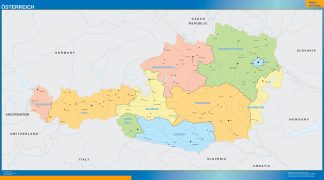 Austria regions wall map