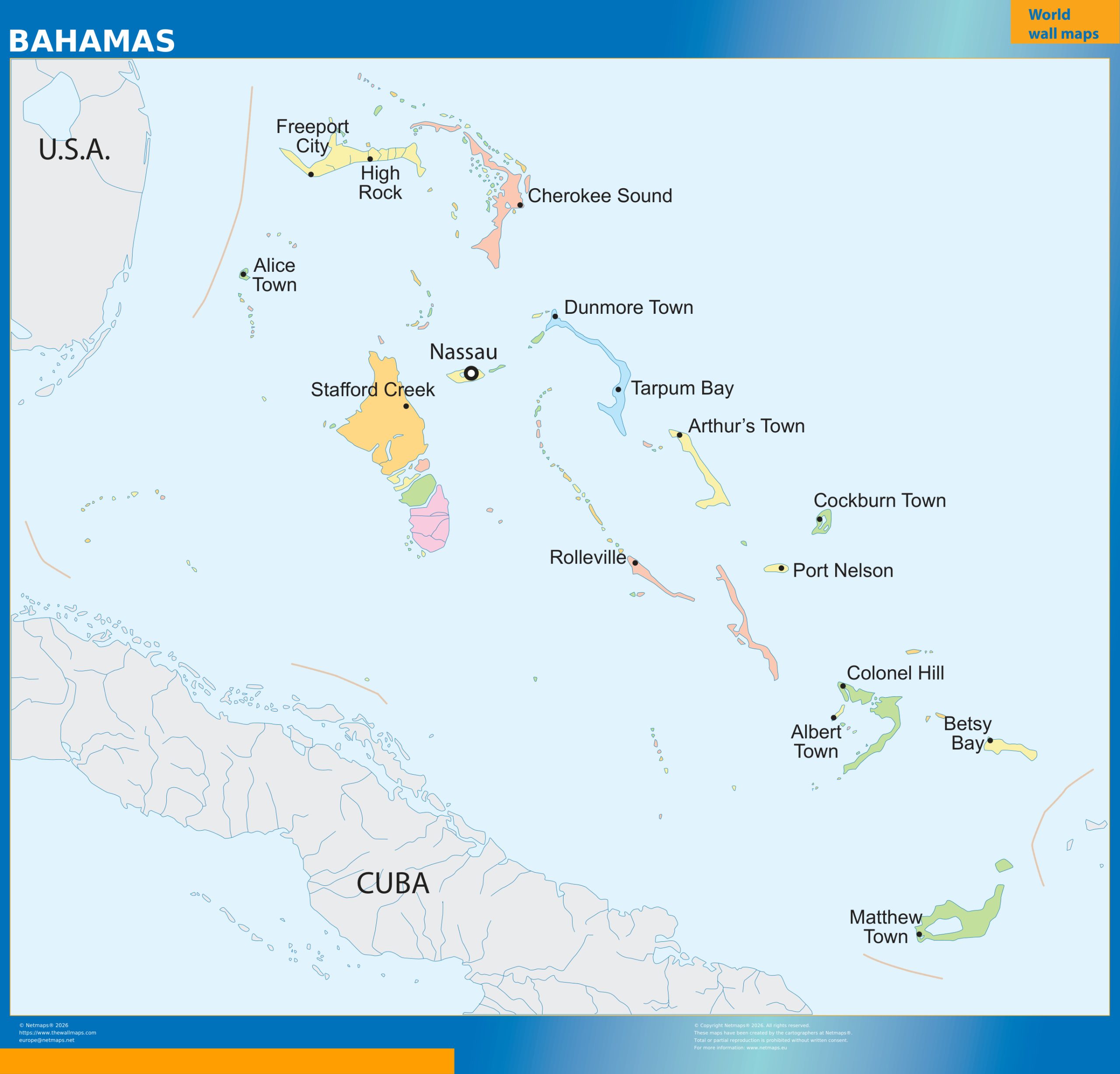 Bahamas wall map