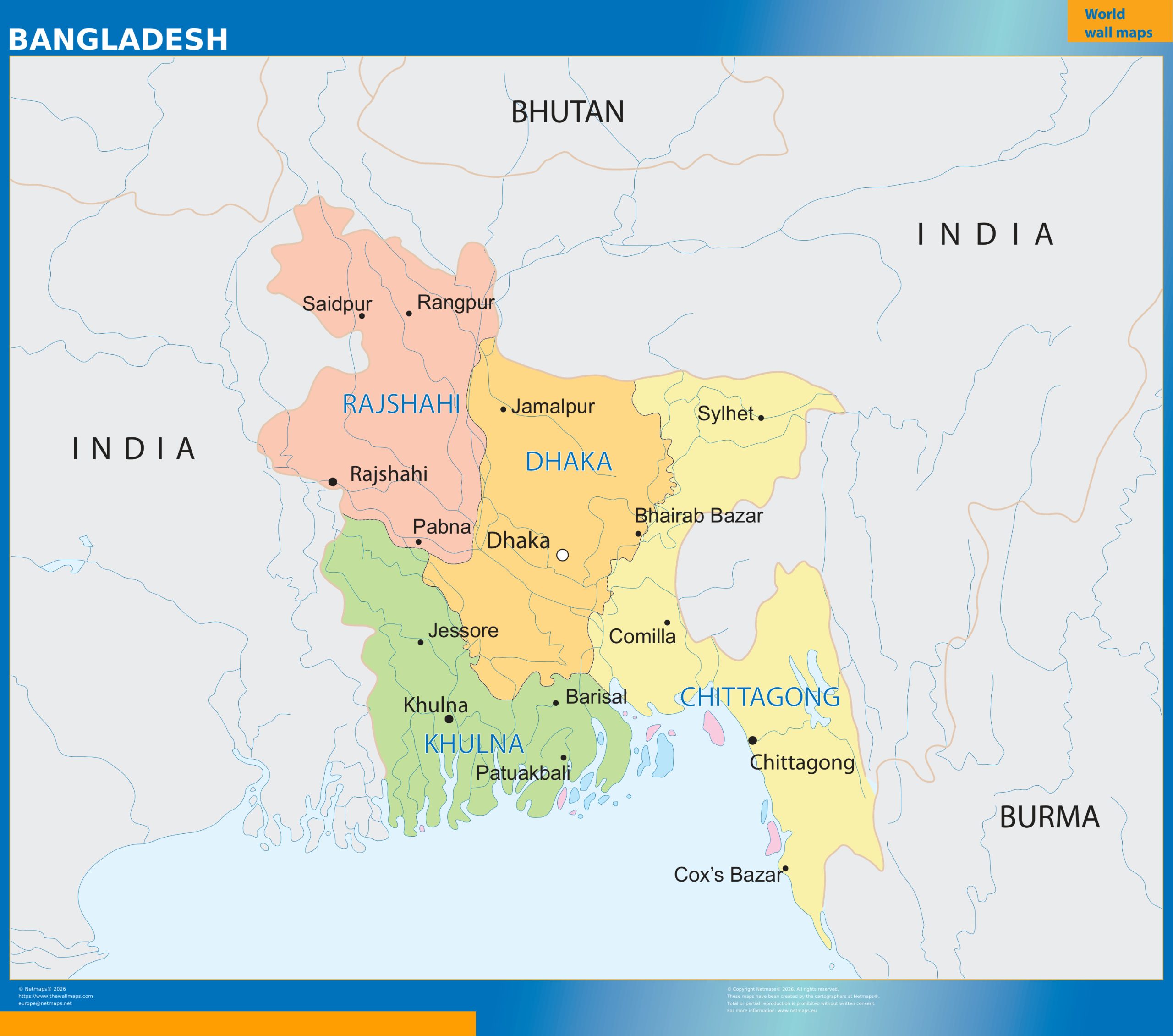 Bangladesh wall map