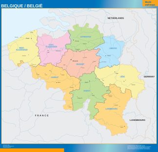Belgium regions wall map