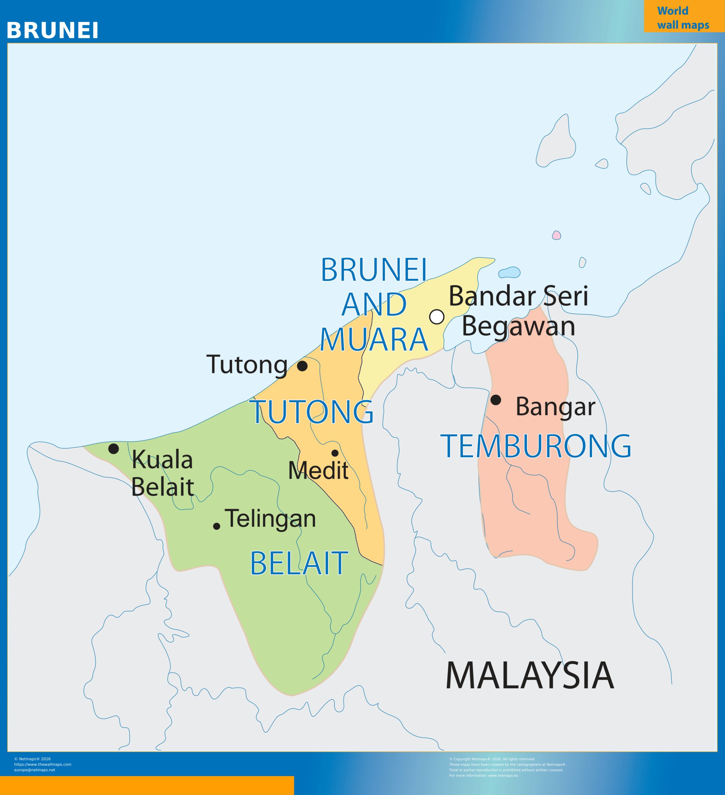 Brunei wall map