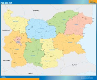 Bulgaria regions wall map