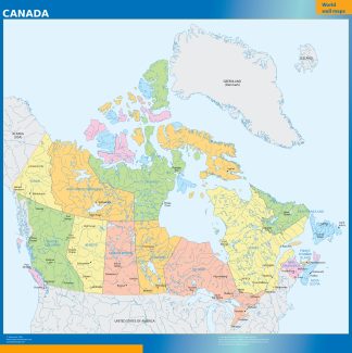 Canada regions wall map