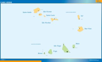 Cape Verde regions wall map