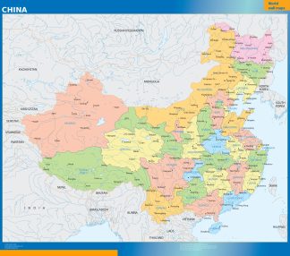 China regions wall map