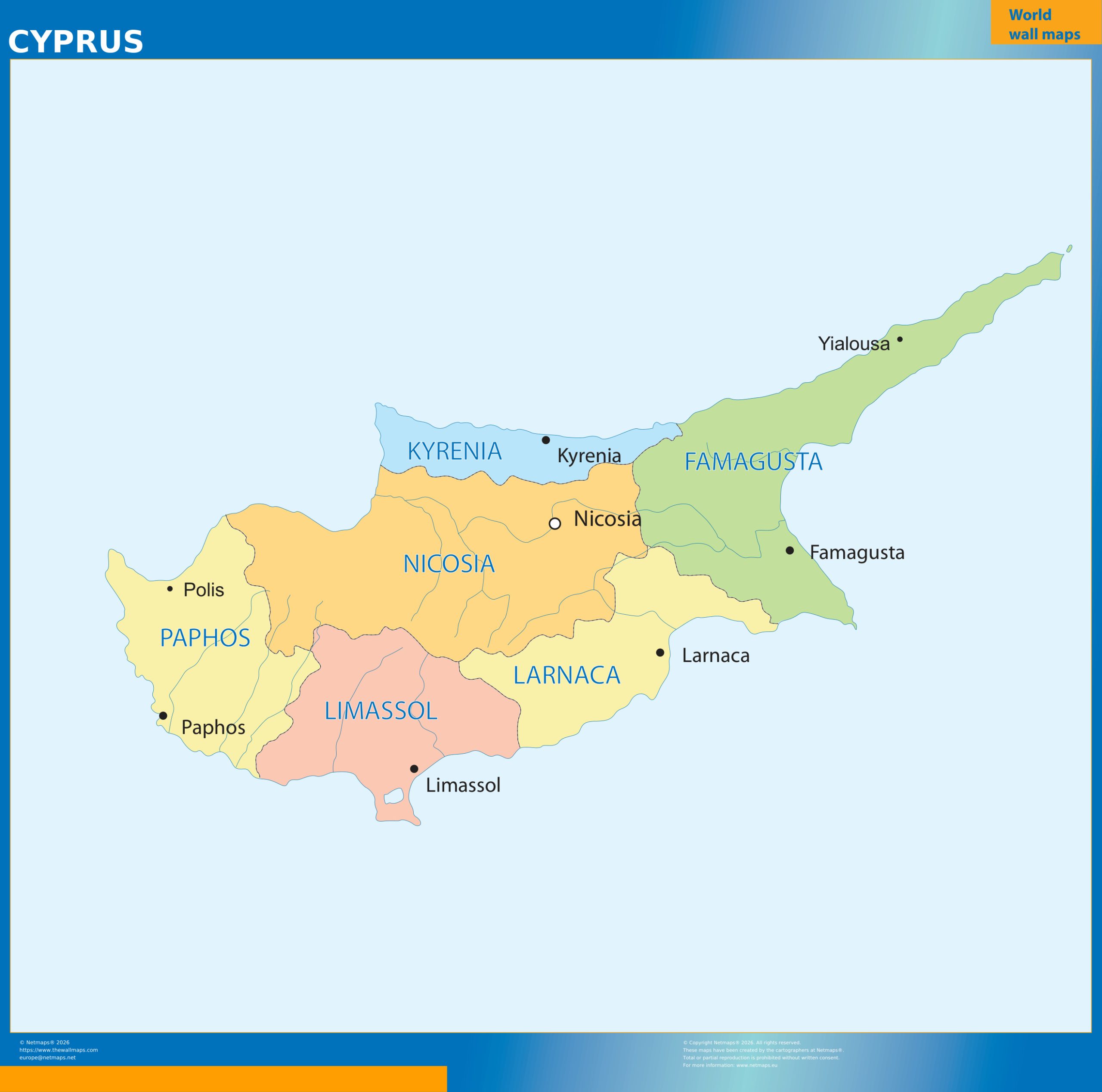 Cyprus wall map