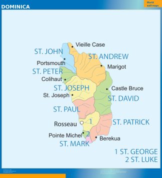 Dominica wall map