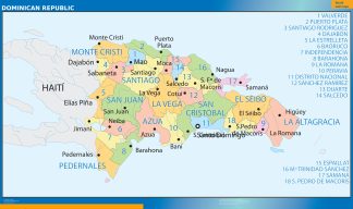 Dominican Republic regions wall map