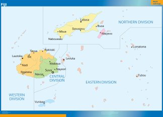 Fiji wall map