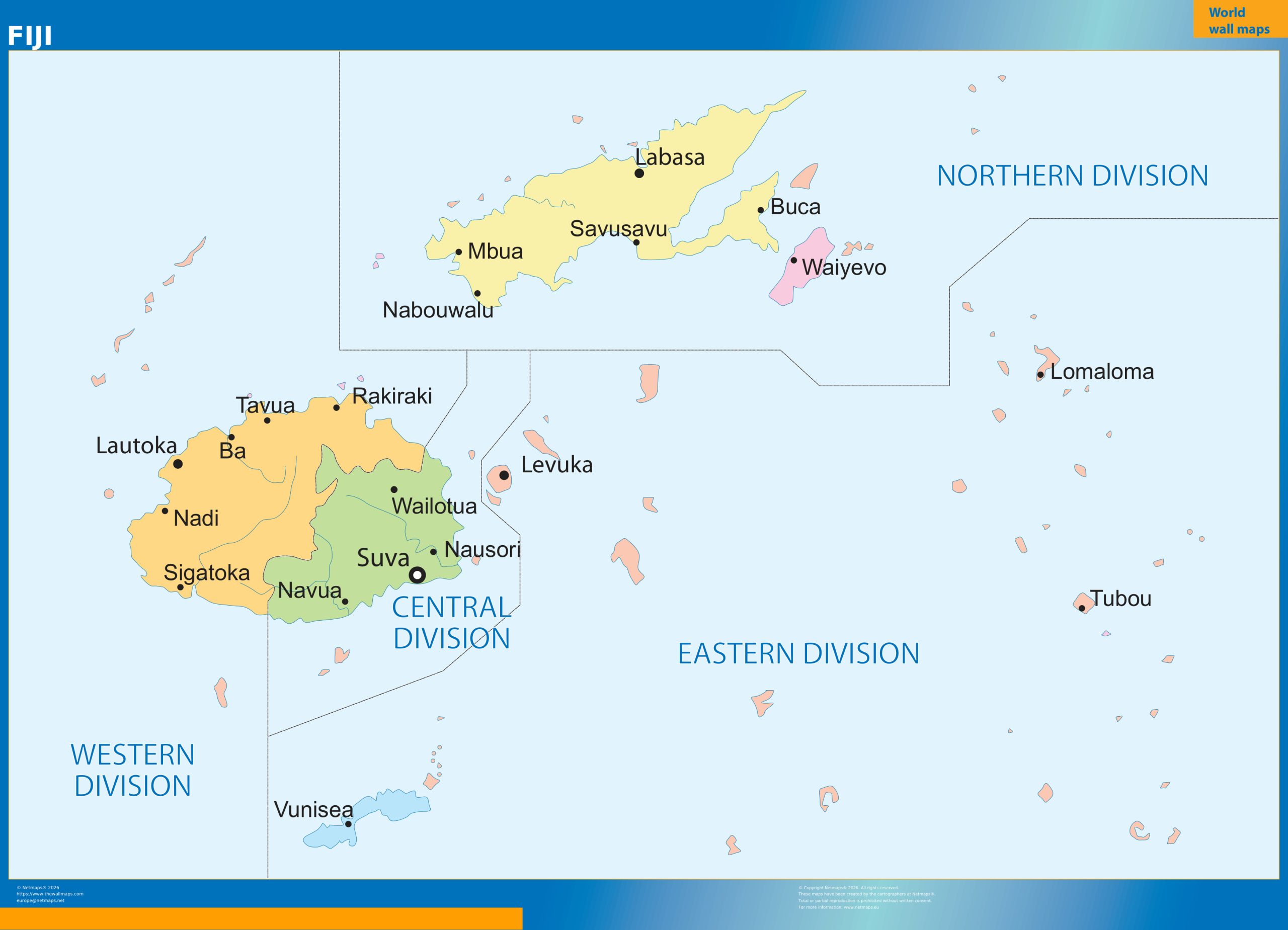 Fiji wall map