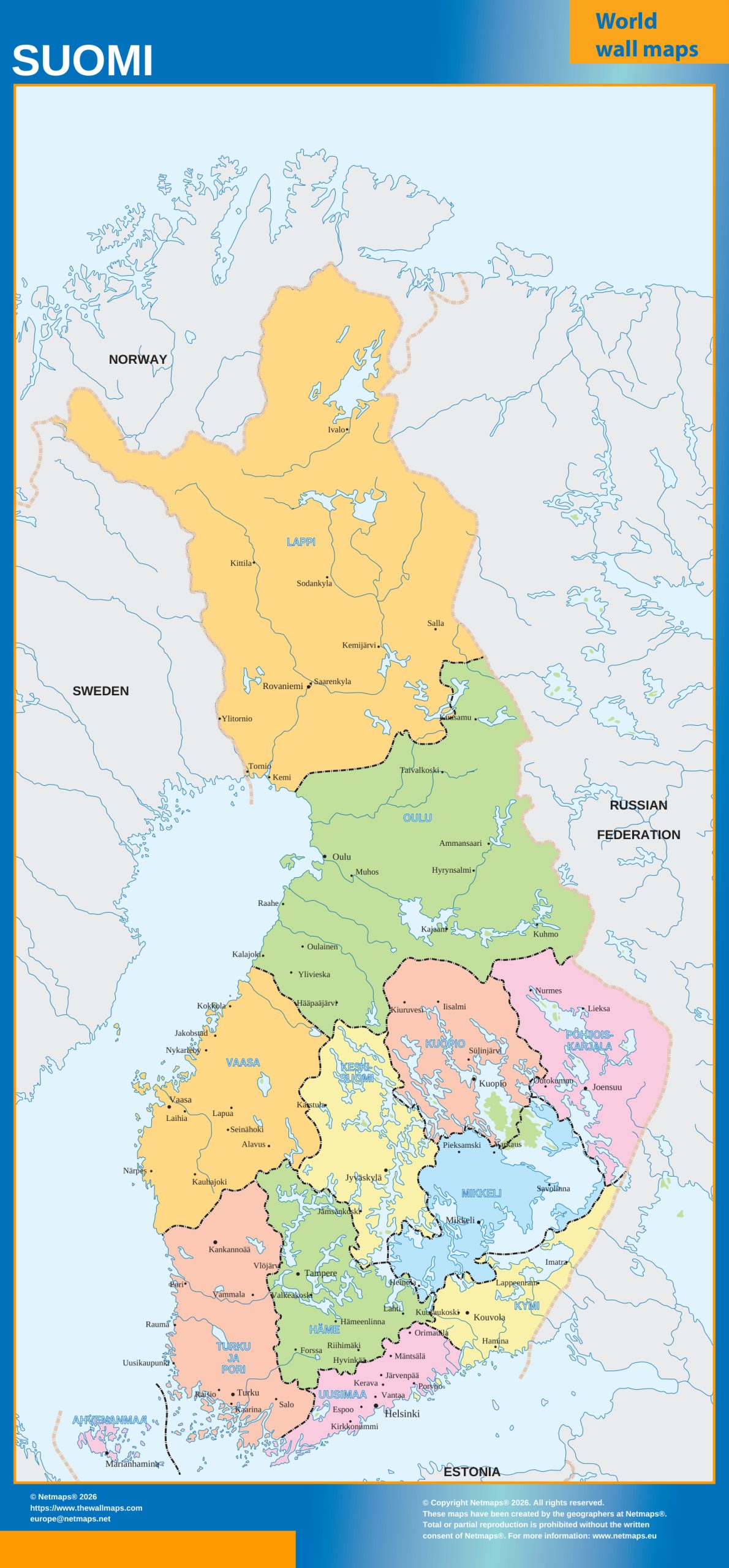 Finland wall map