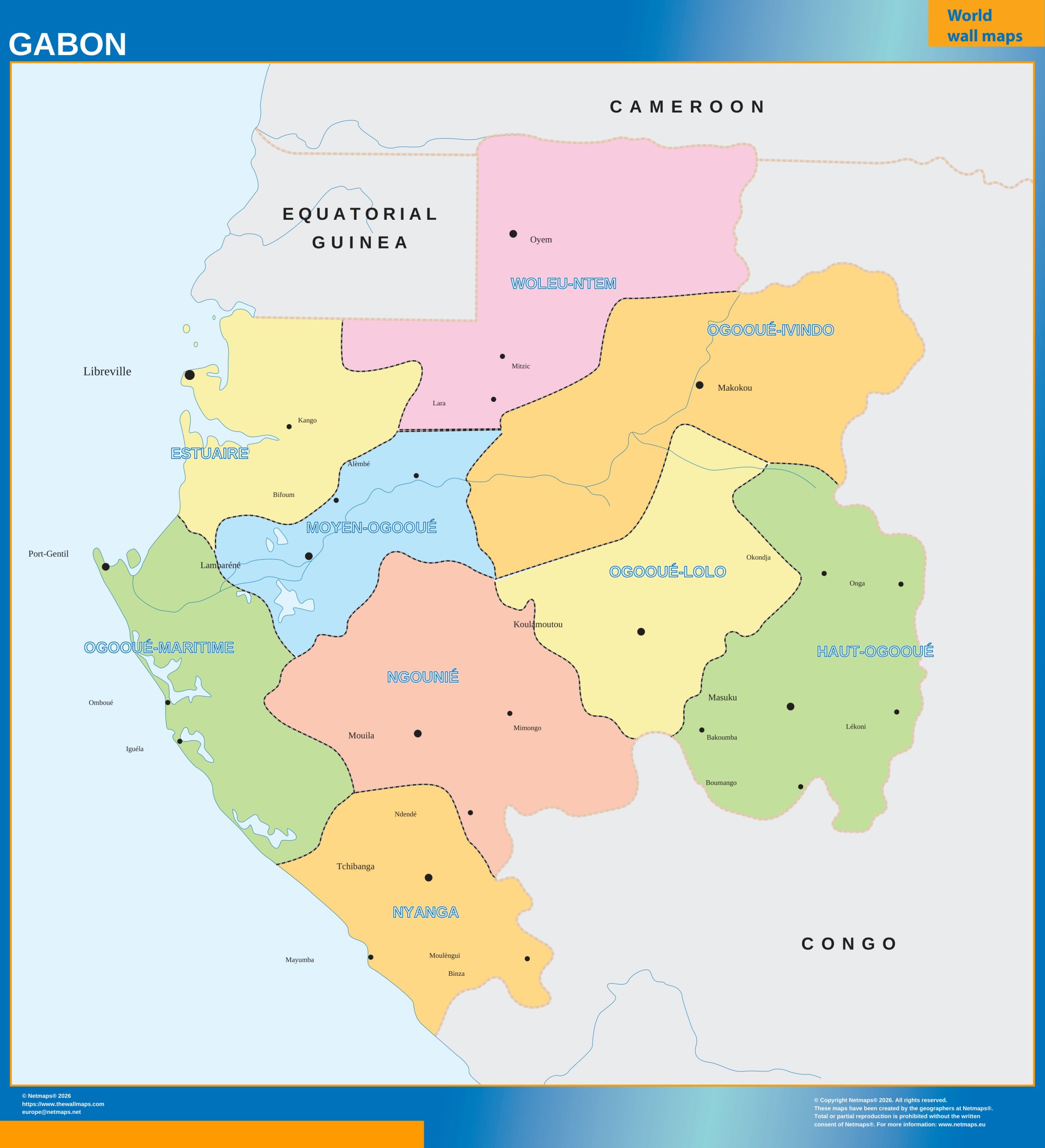Gabon wall map