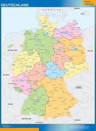 Germany regions wall map