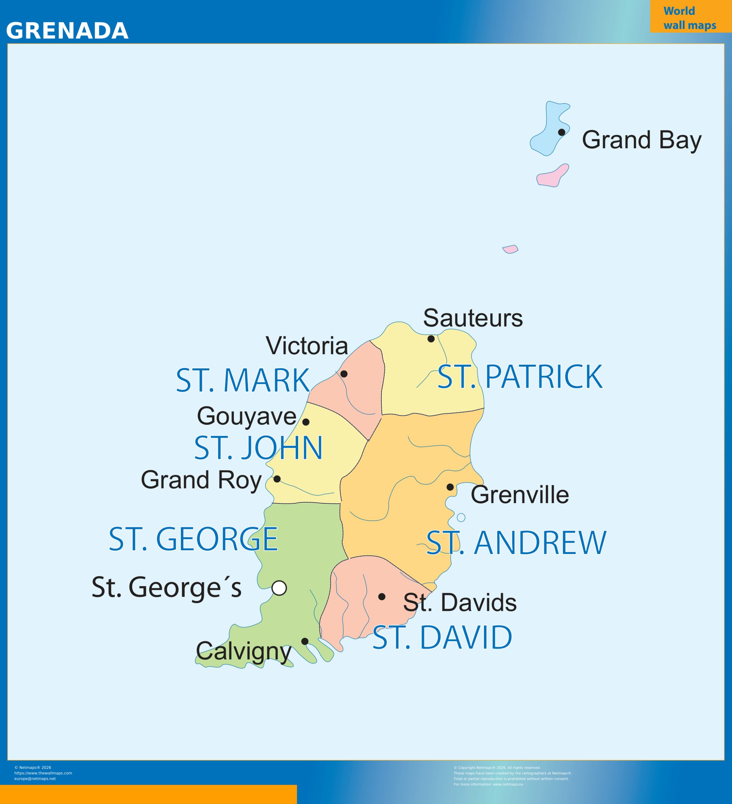 Grenada wall map