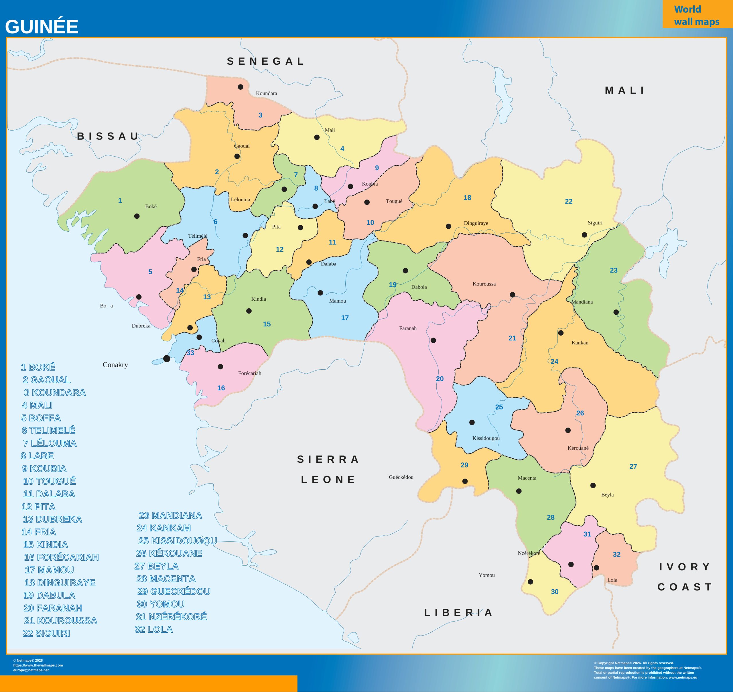 Guinea wall map