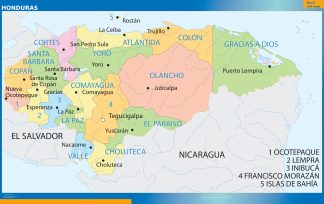 Honduras wall map