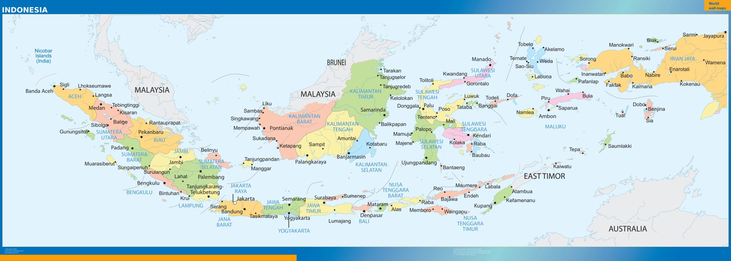 Indonesia wall map