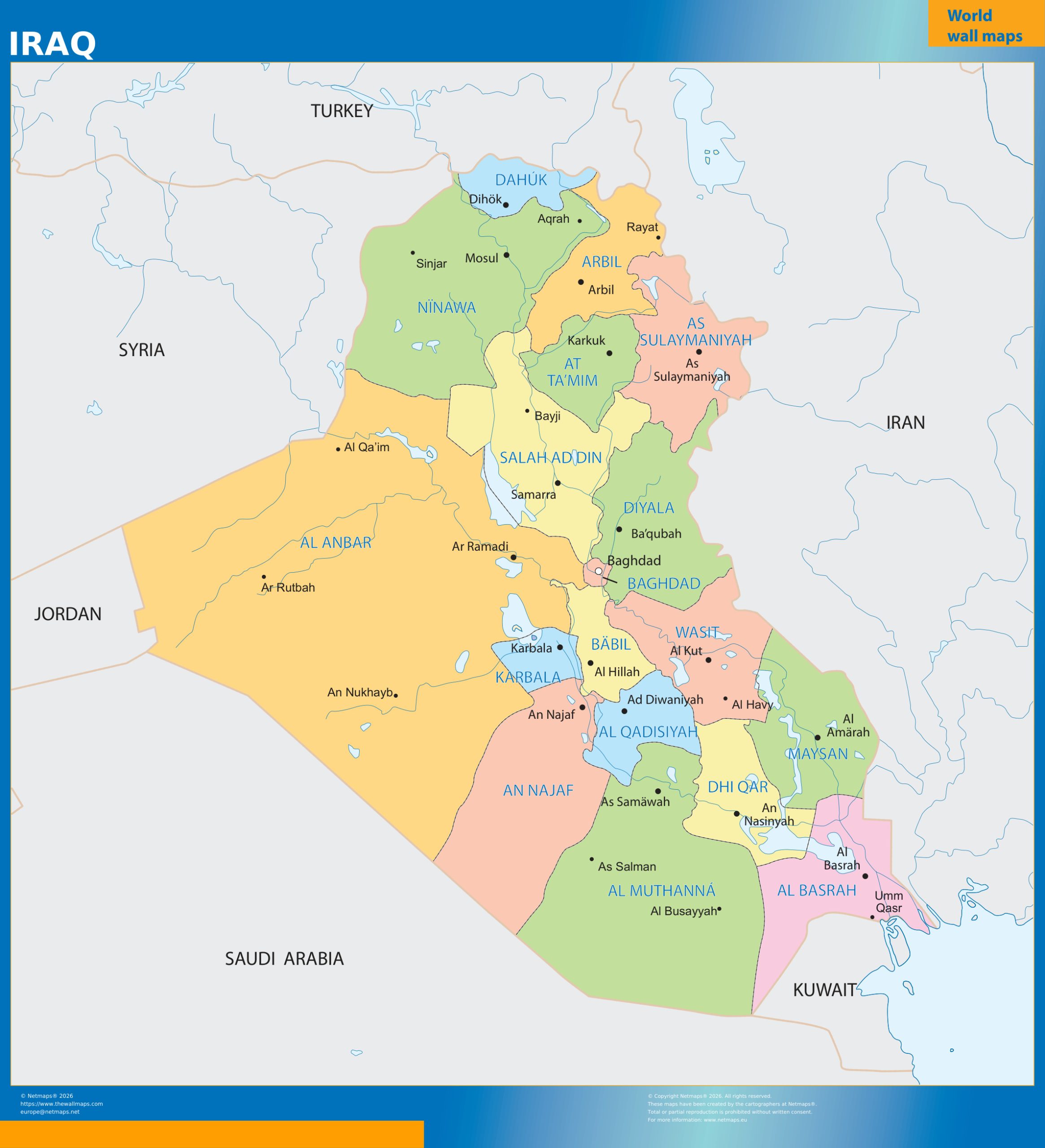 Iraq wall map