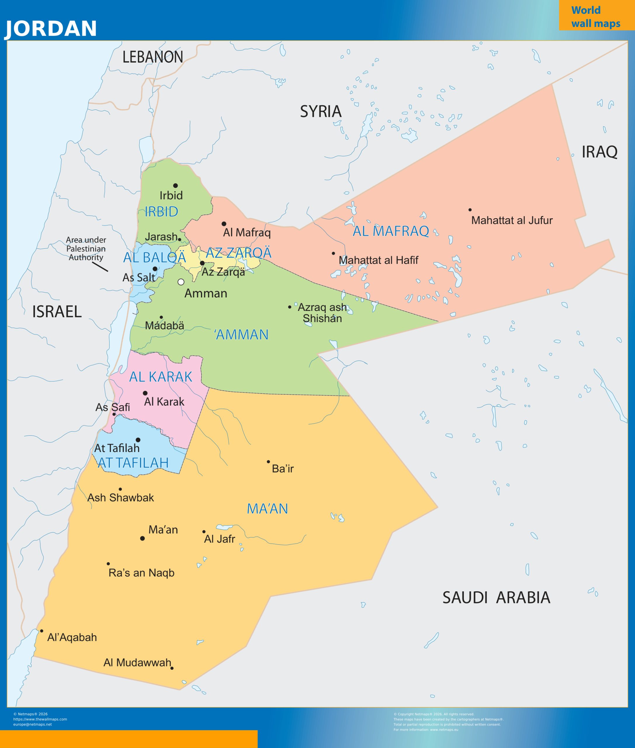 Jordan wall map