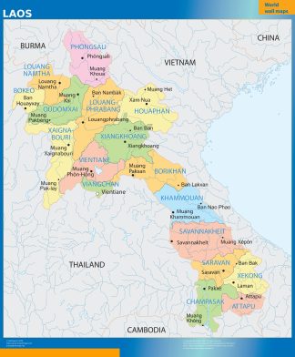 Laos wall map