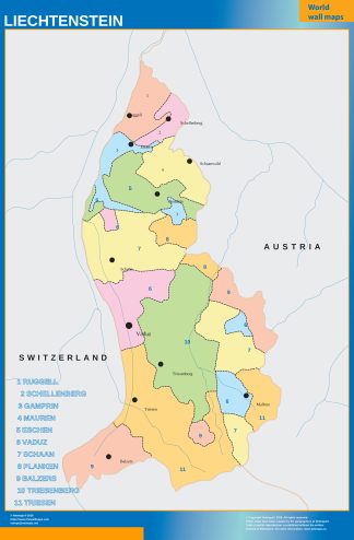 Liechtenstein wall map