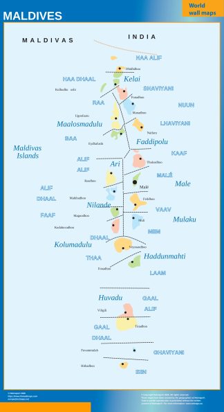Maldives wall map
