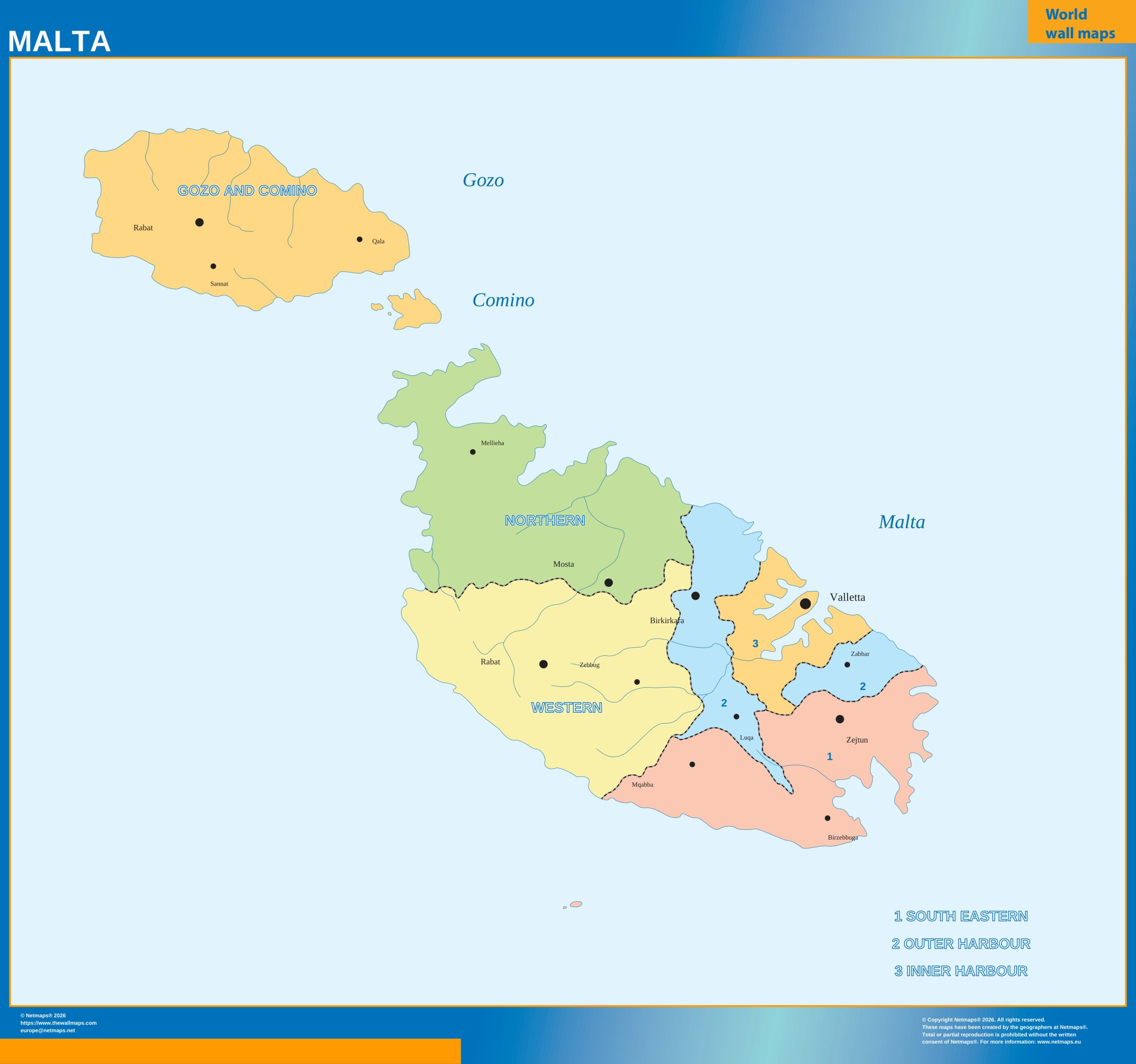 Malta wall map