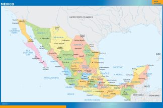 Mexico regions wall map