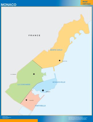 Monaco regions wall map