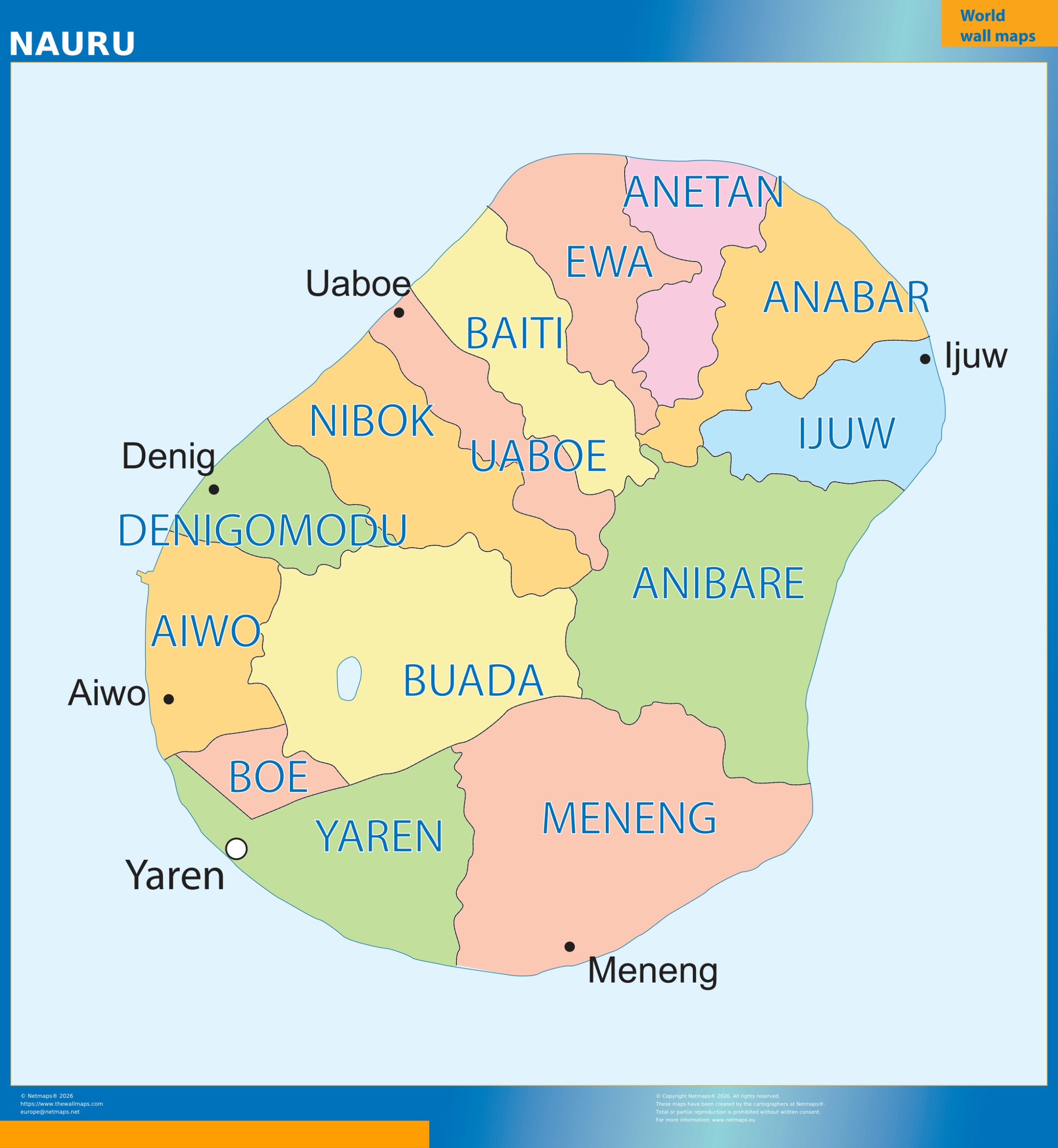 Nauru wall map