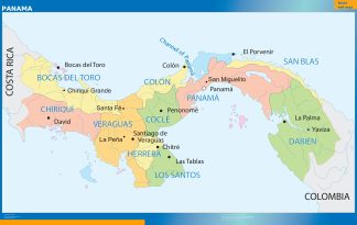 Panama regions wall map