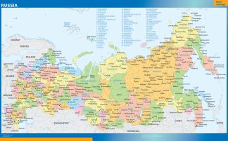 Russia regions wall map