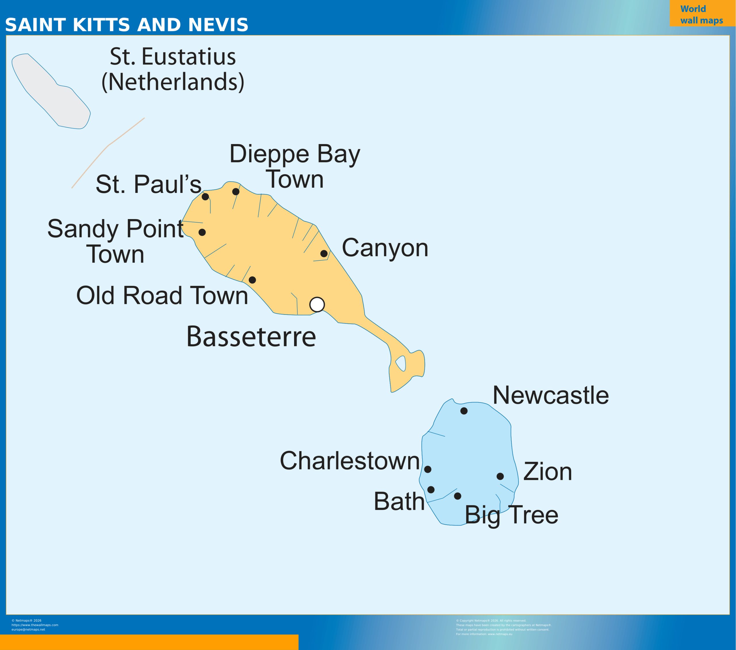 Saint Kitts and Nevis wall map