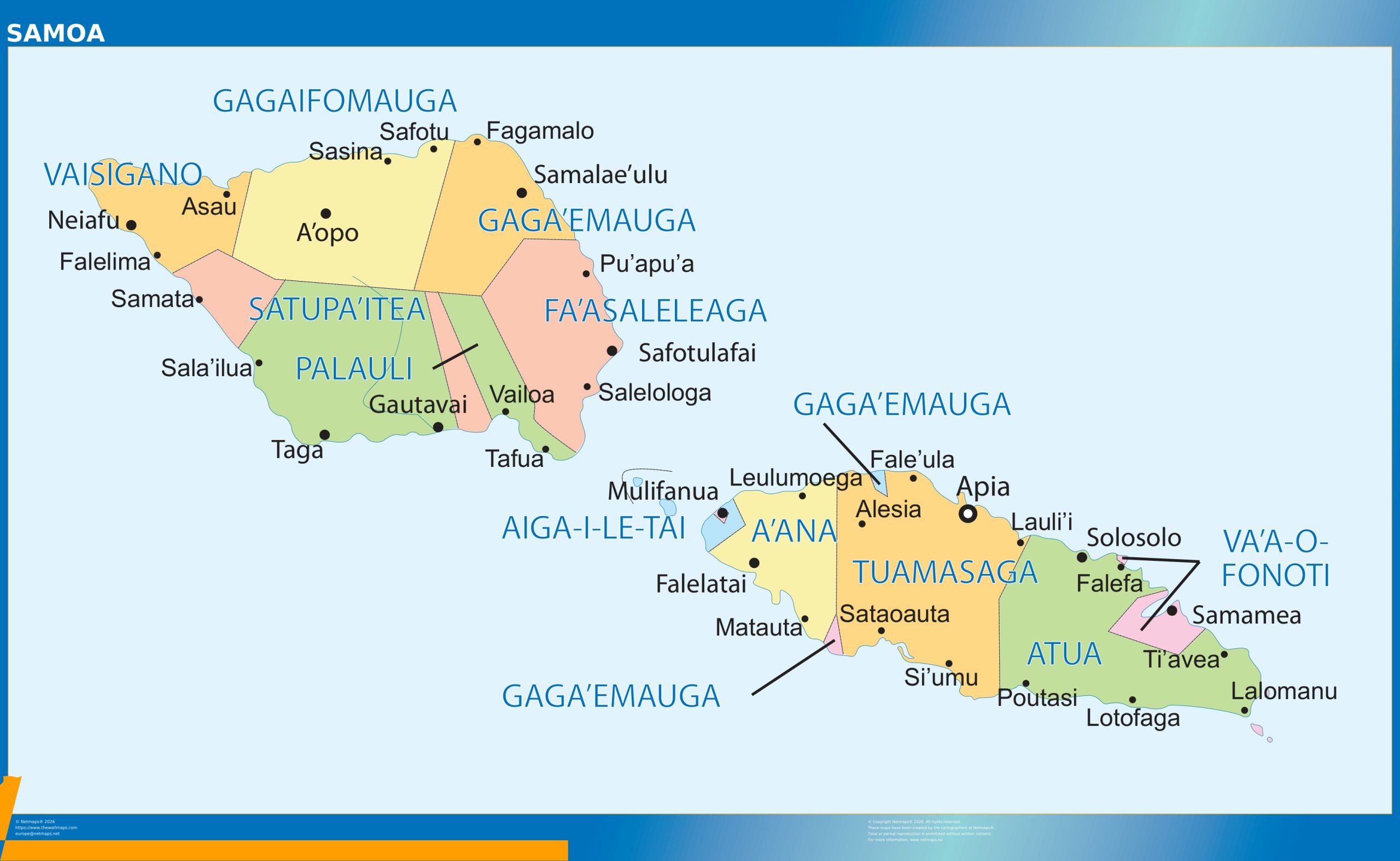 Samoa wall map