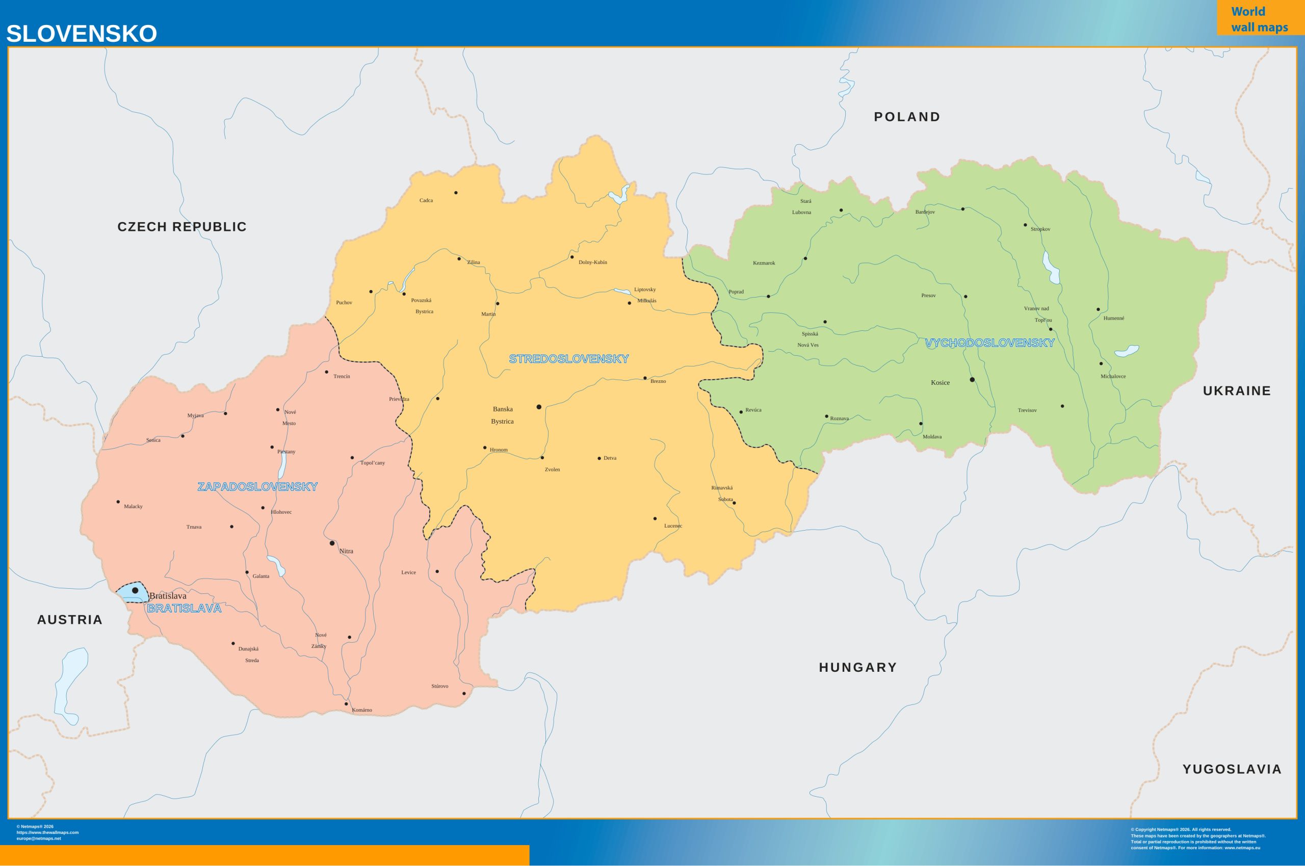 Slovakia wall map