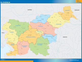 Slovenia regions wall map