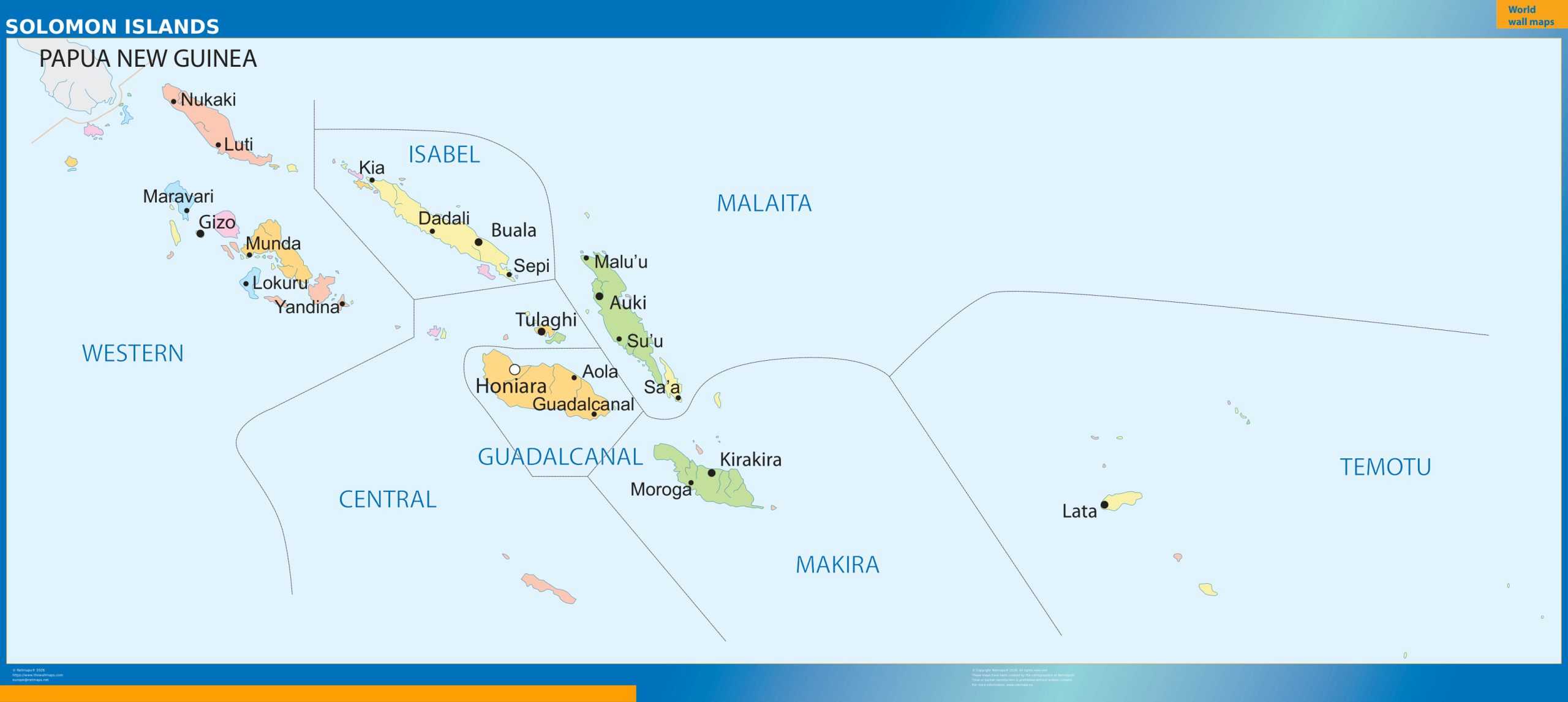 Solomon Islands wall map