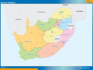 South Africa regions wall map