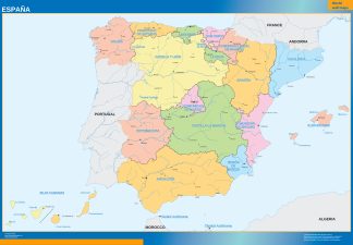 Spain regions wall map