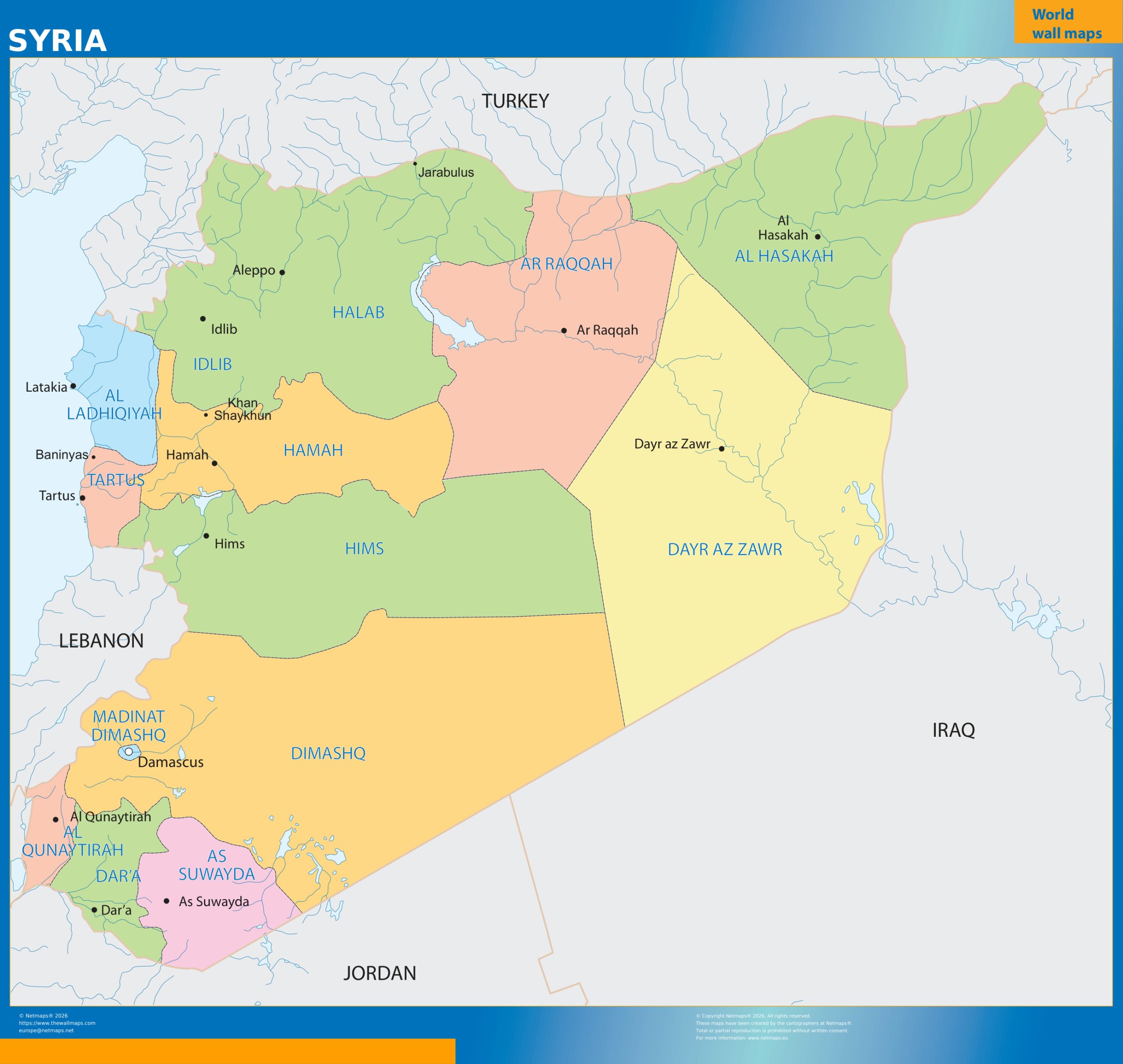 Syria wall map