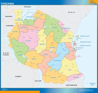 Tanzania wall map